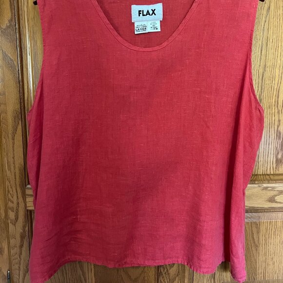 FLAX 100% Linen Watermelon Red Ladies Sleeveless Tank Top - Size L/Large - GUC - Picture 4 of 13
